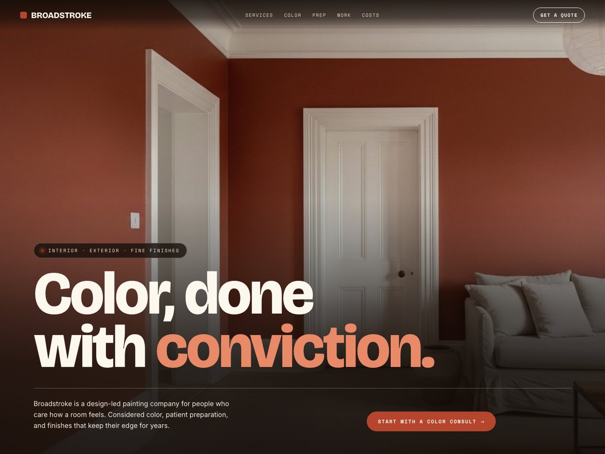 Broadstroke painting concept homepage