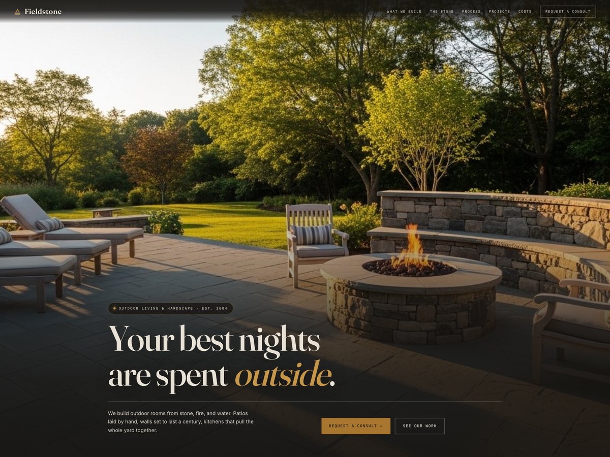 Fieldstone outdoor living concept homepage