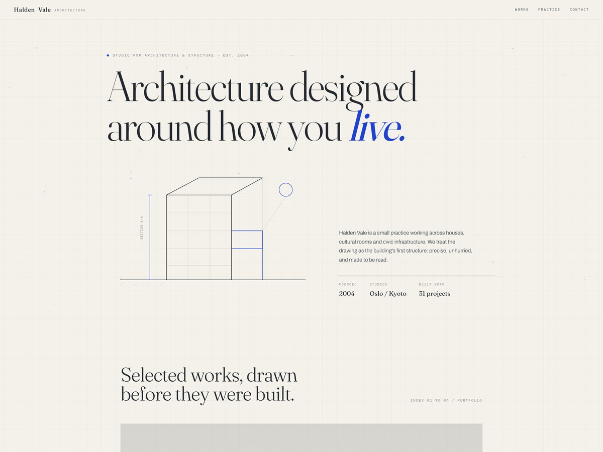 Halden Vale architecture concept homepage