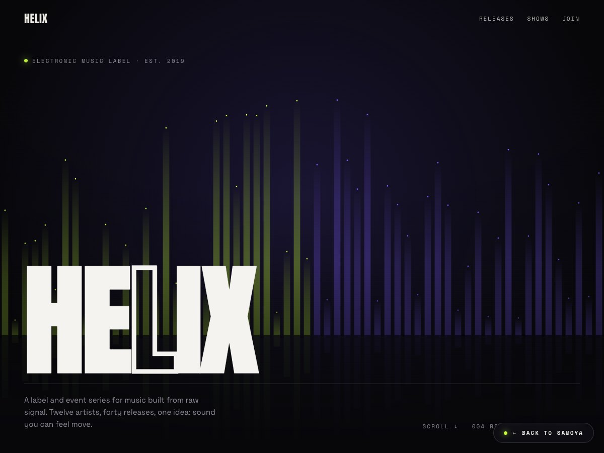 Helix Sound concept homepage