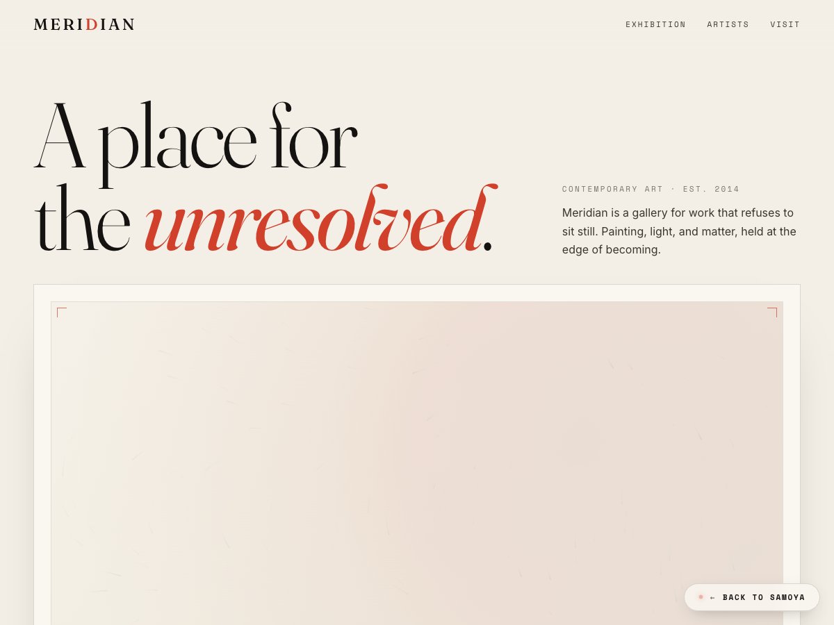Meridian gallery concept homepage