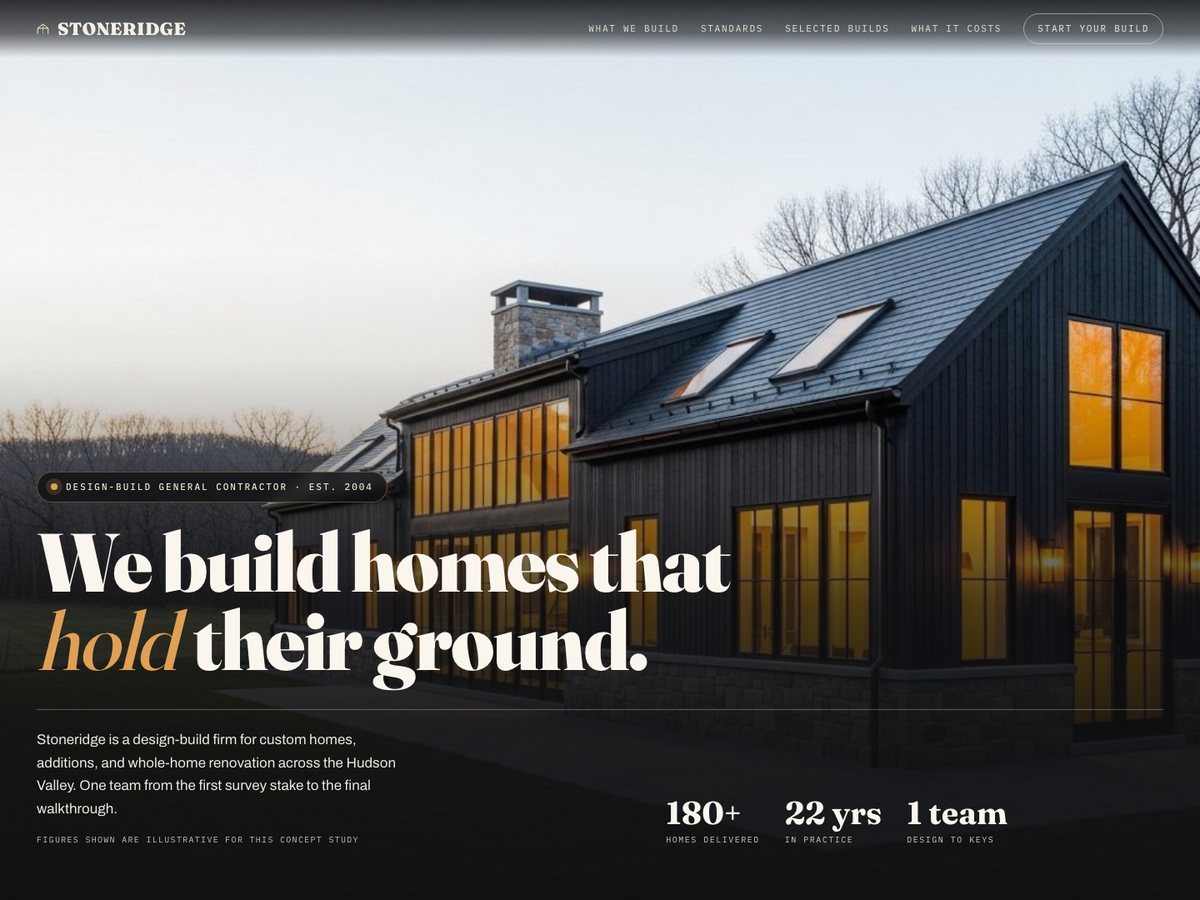 Stoneridge builders concept homepage