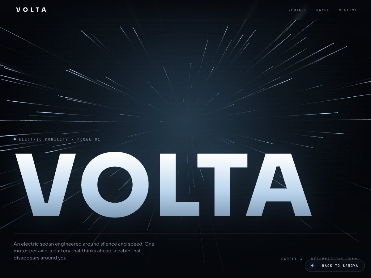 Volta electric vehicle concept homepage